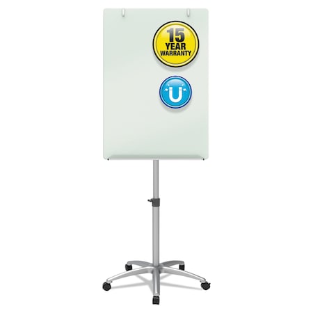 Quartet Infinity Glass Mobile Presentation Easel, 3 ft x 2 ft, Silver/White ECM32G